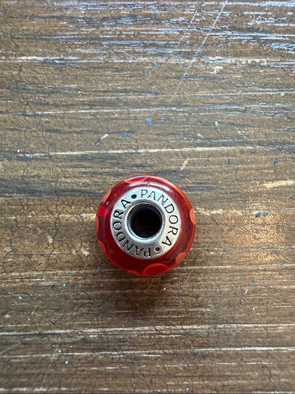 Pandora Red Glass Charm with Silver Core